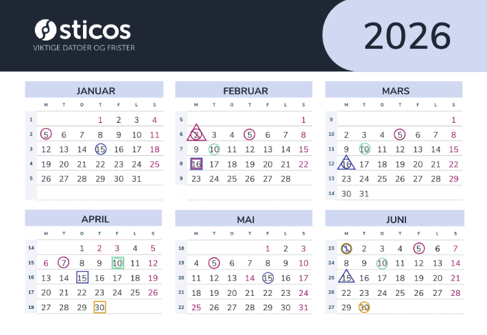 Kalender 2026 utskrivbar overste del